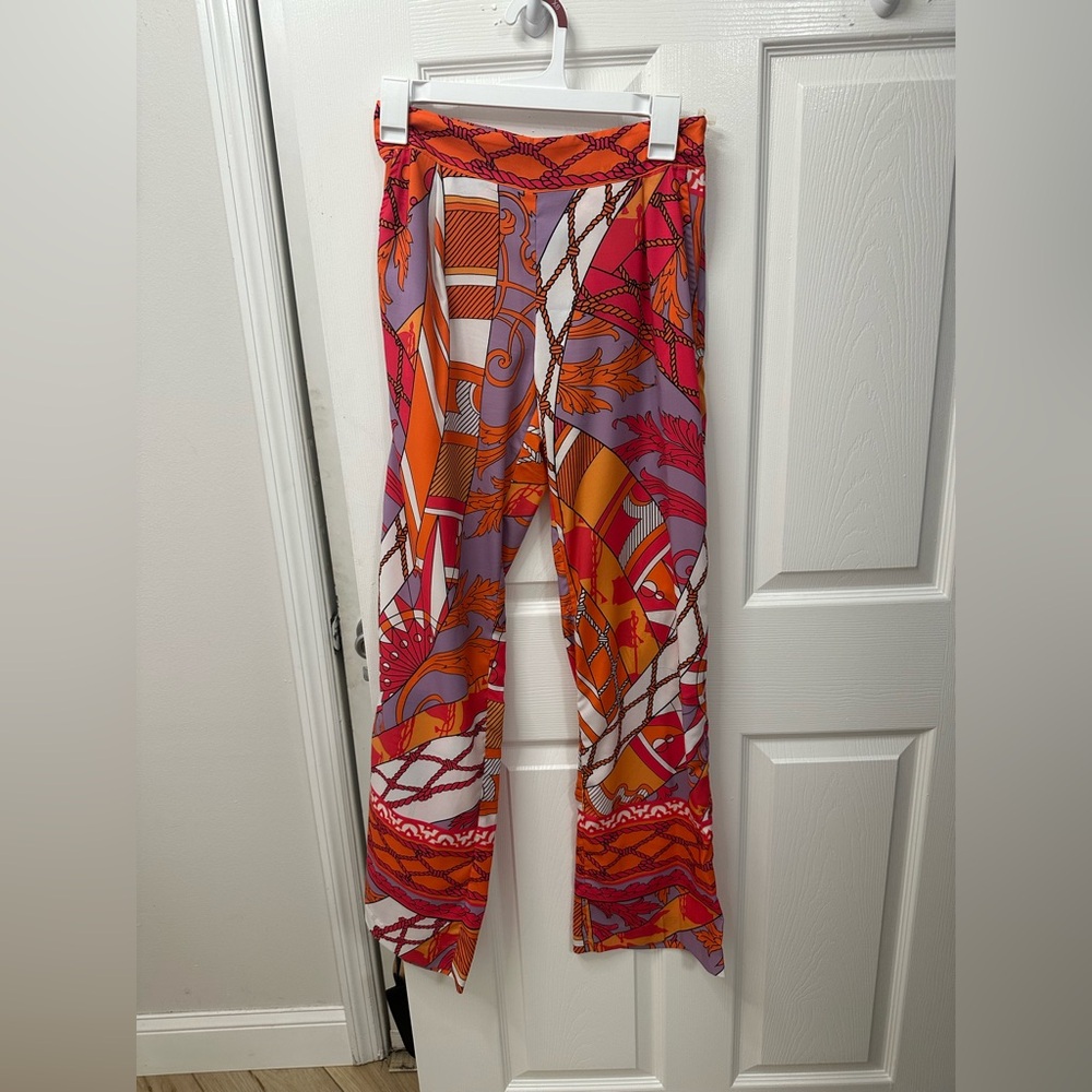 Hale Bob Orange and Purple Patterned Pants